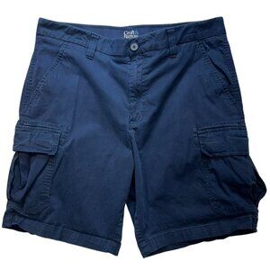 Croft & Barrow Men's Cargo Shorts Flat Front Stretch Size 36 Navy Casual Pockets